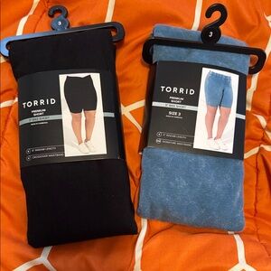 Torrid Women's Black and Blue Bike Shorts